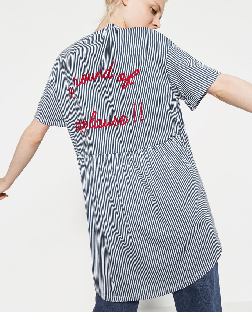 Zara Embroidered Striped T-Shirt ($26)