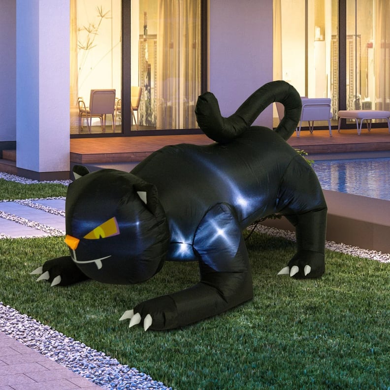 A Menacing Blow-Up Cat: Giant Creeping Black Cat Halloween Outdoor Inflatable