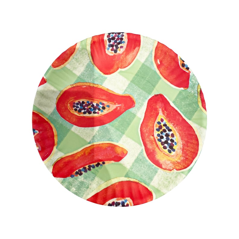 Papaya Gingham Fruit "Paper" Plate