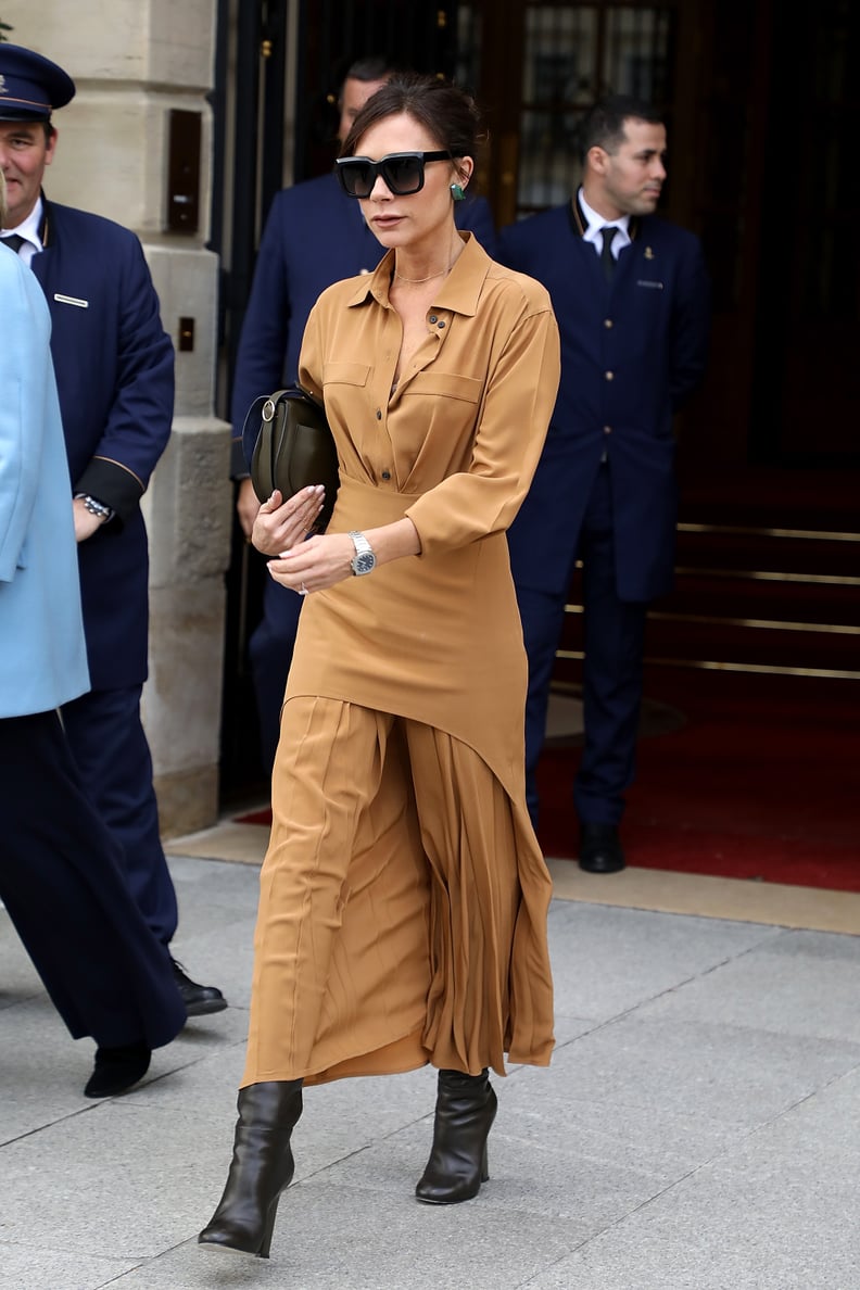 Victoria Beckham Wore Her Pleated Dress Out in Paris