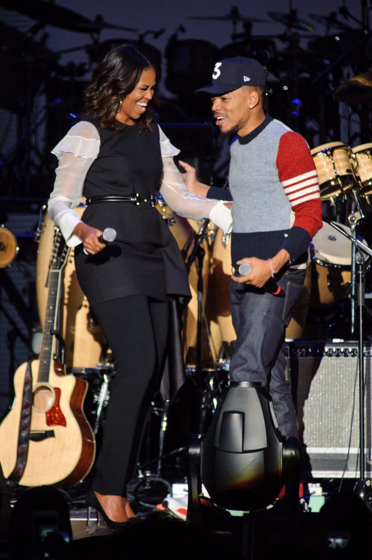 Michelle Obama Wearing Dress Over Pants