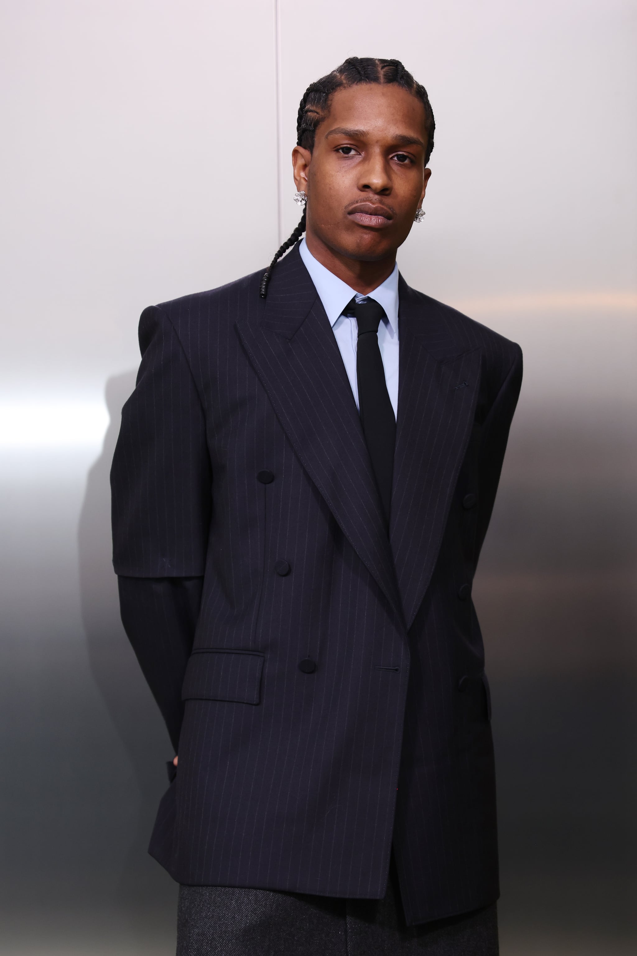 MILAN, ITALY - FEBRUARY 24: A$AP Rocky arrives at the Gucci show during Milan Fashion Week Fall/Winter 2023/24 on February 24, 2023 in Milan, Italy. (Photo by Vittorio Zunino Celotto/Getty Images for Gucci)