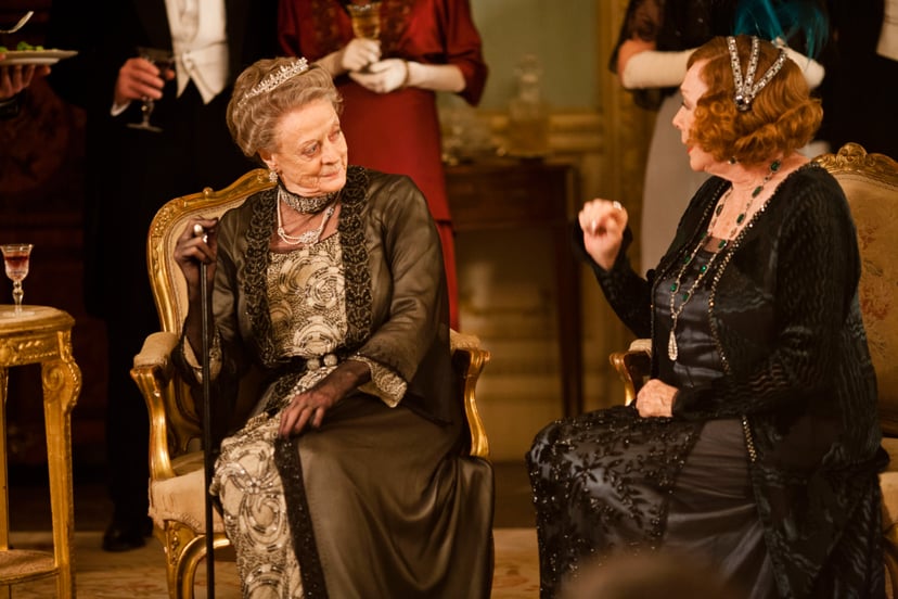 DOWNTON ABBEY, l-r: Maggie Smith, Shirley MacLaine, (Season 3, aired January 6, 2013), 2010-, ph: Nick Briggs/  Carnival Films for Masterpiece/PBS / Courtesy: Everett Collection