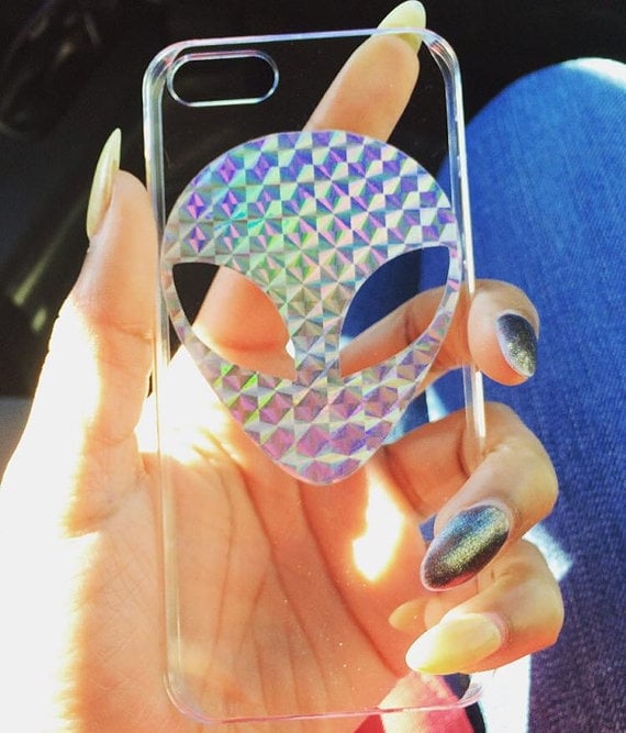 Holographic Alien 90's Rad Ying Yang Trendy iPhone Case
