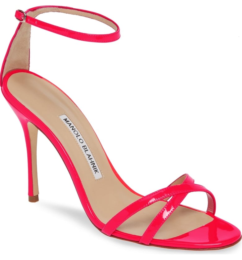 Manolo Blahnik Paloma Neon Ankle Strap Sandal