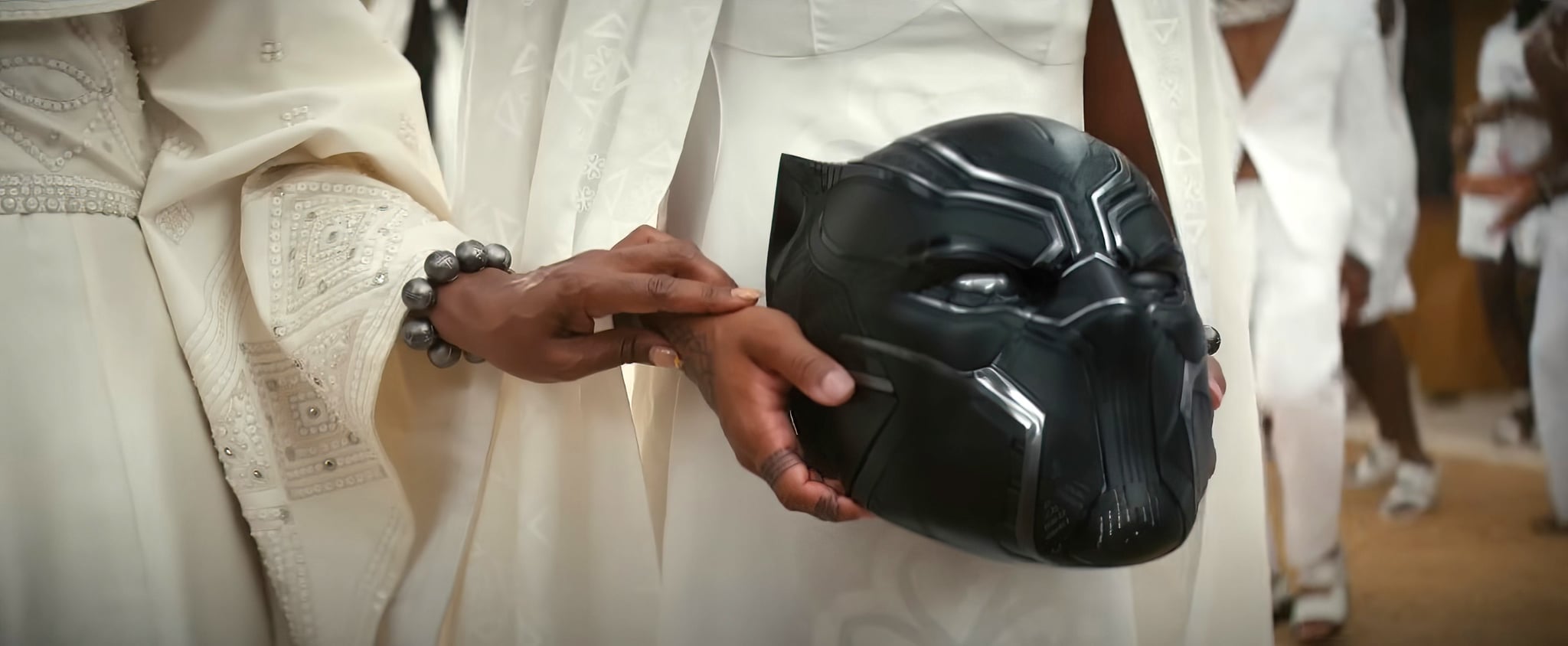 BLACK PANTHER: WAKANDA FOREVER, (aka BLACK PANTHER II), mask of the original Black Panther, 2022.  Marvel /  Walt Disney Studios Motion Pictures / Courtesy Everett Collection