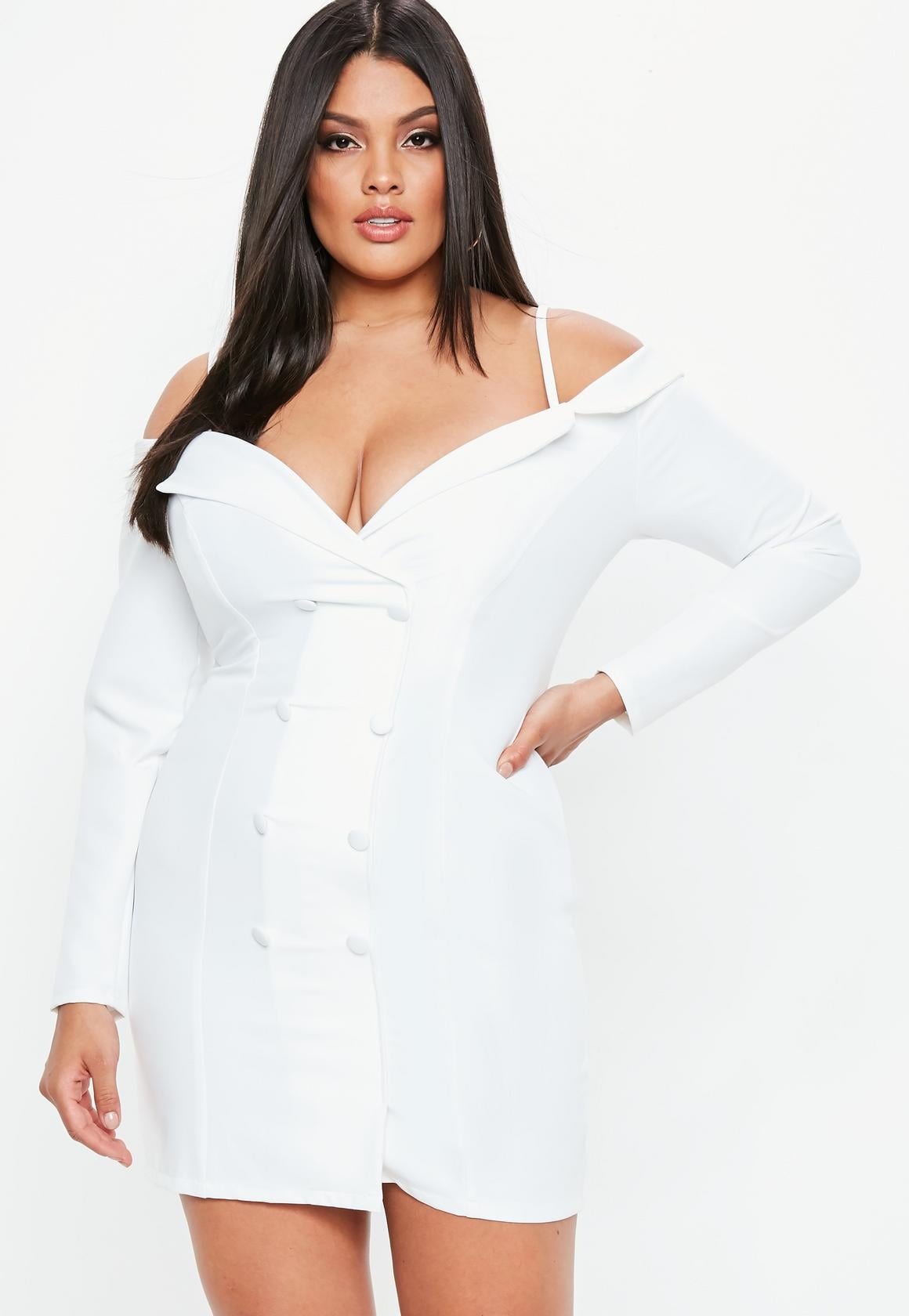 white blazer dress plus size