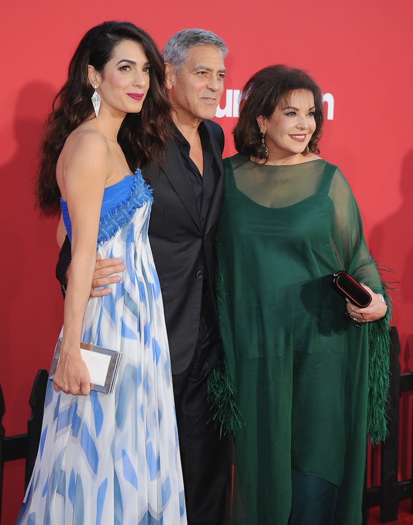George and Amal Clooney With Amal's Mom on Red Carpet