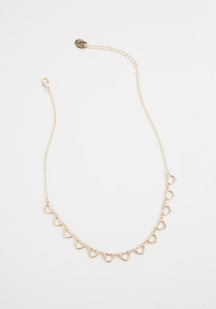 Modcloth Get In Line Heart Necklace