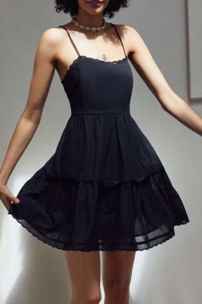 UO Hanna Scallop Babydoll Mini Dress