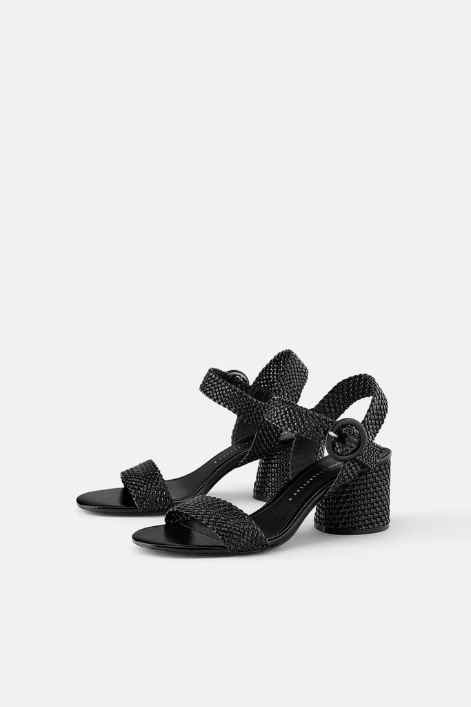Wide Heeled Woven Sandals