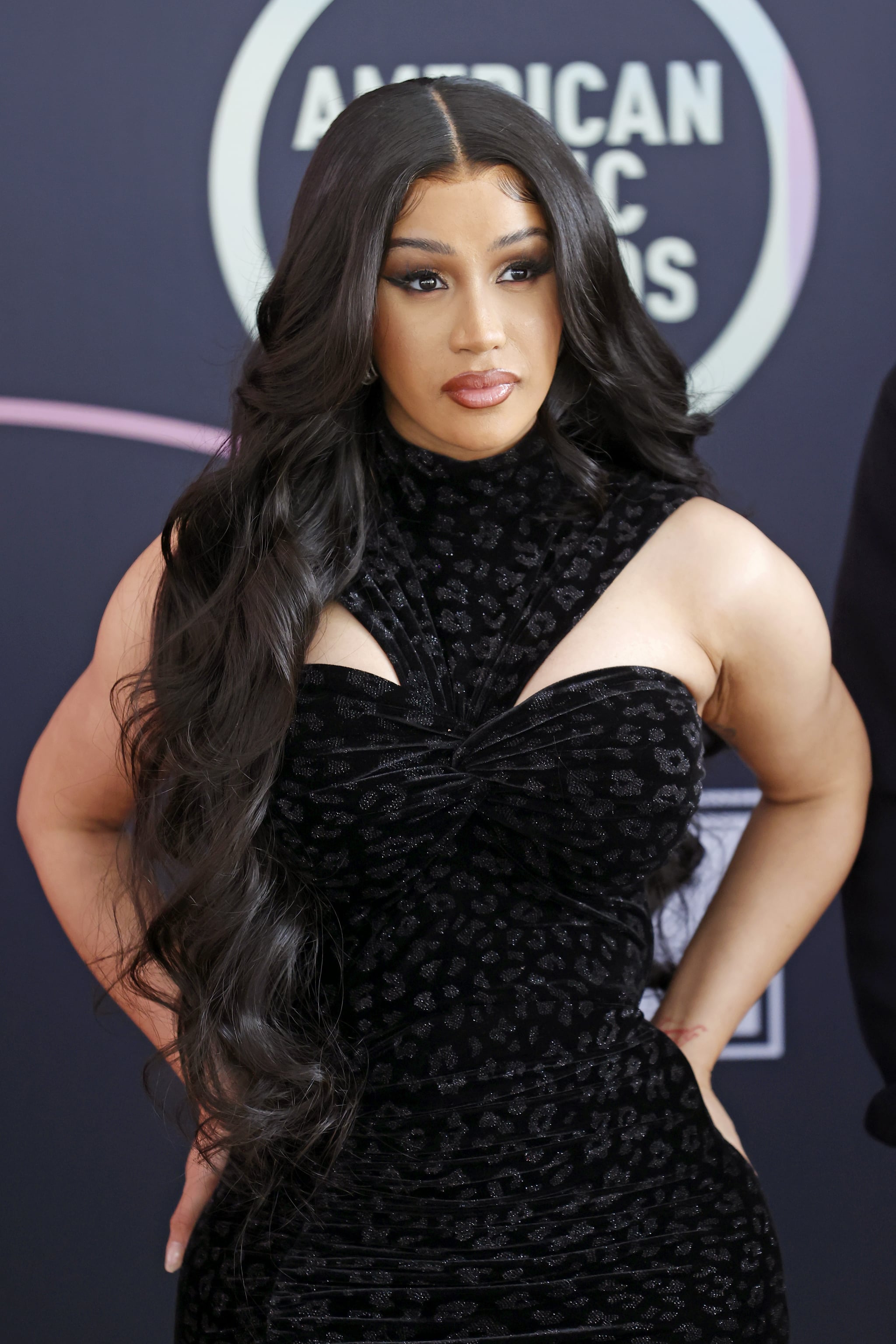 LOS ANGELES, CALIFORNIA - NOVEMBER 19: Host Cardi B attends the 2021 American Music Awards Red Carpet Roll-Out with Host Cardi B at L.A. LIVE on November 19, 2021 in Los Angeles, California. (Photo by Frazer Harrison/Getty Images for MRC)