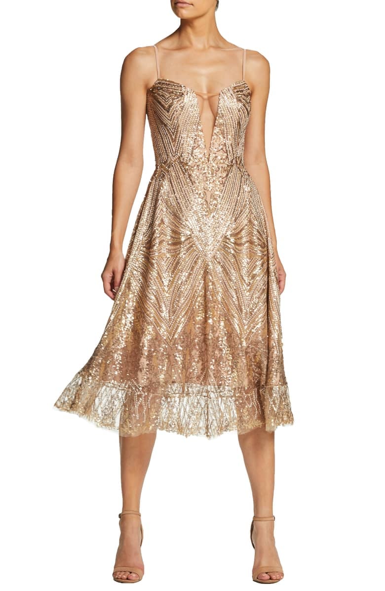 Dress the Population Leona Art Deco Sequin Fit & Flare Dress