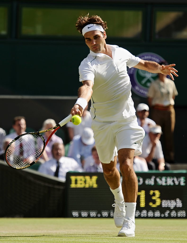 Roger Federer sported his signature Nike head band at the 2011 Wimbledon Tennis Championship.