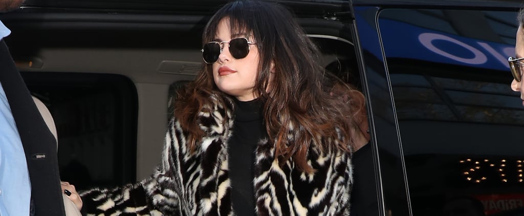 Selena Gomez's Mango Zebra Coat and Burberry Leopard Coat