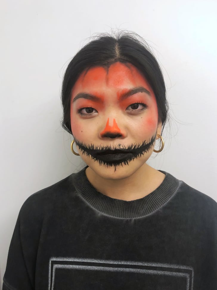 Step 4 Fill In the Mouth and Add Stitches Scary Pumpkin Tutorial