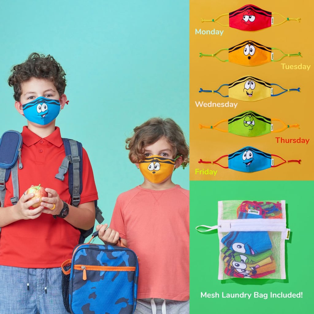 Crayola Kids Reusable Cloth Face Masks Set With Tip Faces