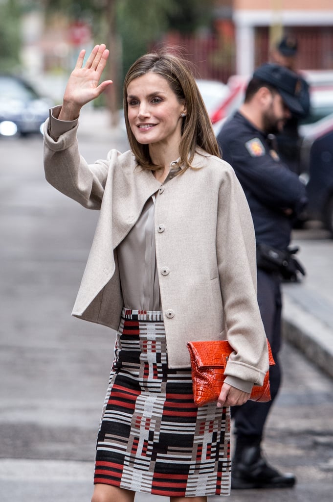 Queen Letizia's Graphic Pencil Skirt October 2016