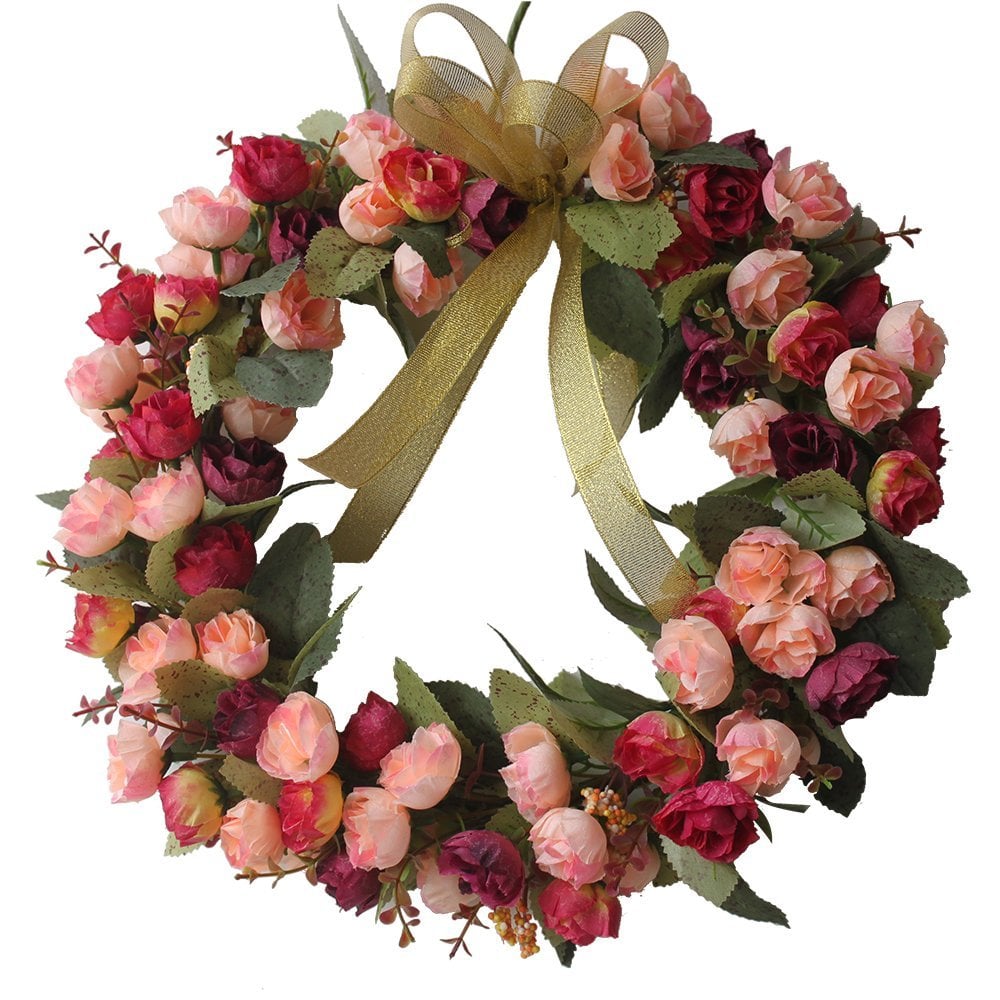 Chichic Rose Artificial Flower Garland Wreath Best Holiday Wreaths on
