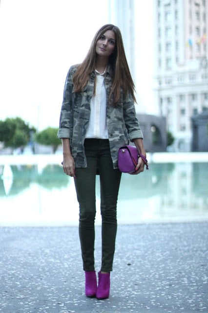 Look to accessories like a brilliant shade of purple to give your tomboy pieces, like a camo jacket, an unexpectedly girlie twist.
Source: Lookbook.nu
Look to accessories like a brilliant shade of purple to give your tomboy pieces, like a camo jacket, an unexpectedly girlie twist.
Source: Lookbook.nu