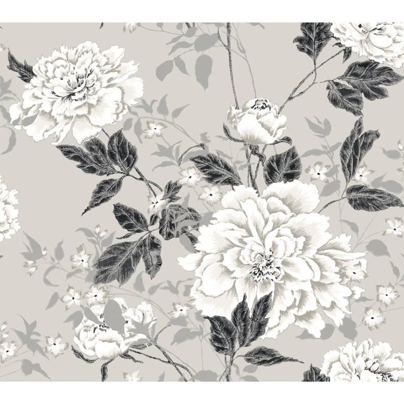 Drew Barrymore Flower Home Vintage Floral Gray Peel & Stick Wallpaper