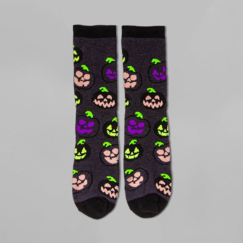 Glow in the Dark Jack-o'-Lantern Halloween Crew Socks
