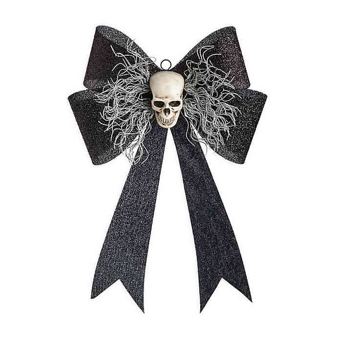 Gallerie II LED Skull Bow Halloween Door Hanger