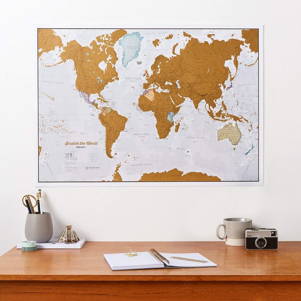 Maps International Scratch The World Travel Map ($30)
Somehow dads are always maxing out frequent flyer miles. Instead of keeping a running list of all the destinations he has traveled to, give him a map to scratch off each country as he goes. Doubling as a piece of wall art, this gift is interactive and practical.