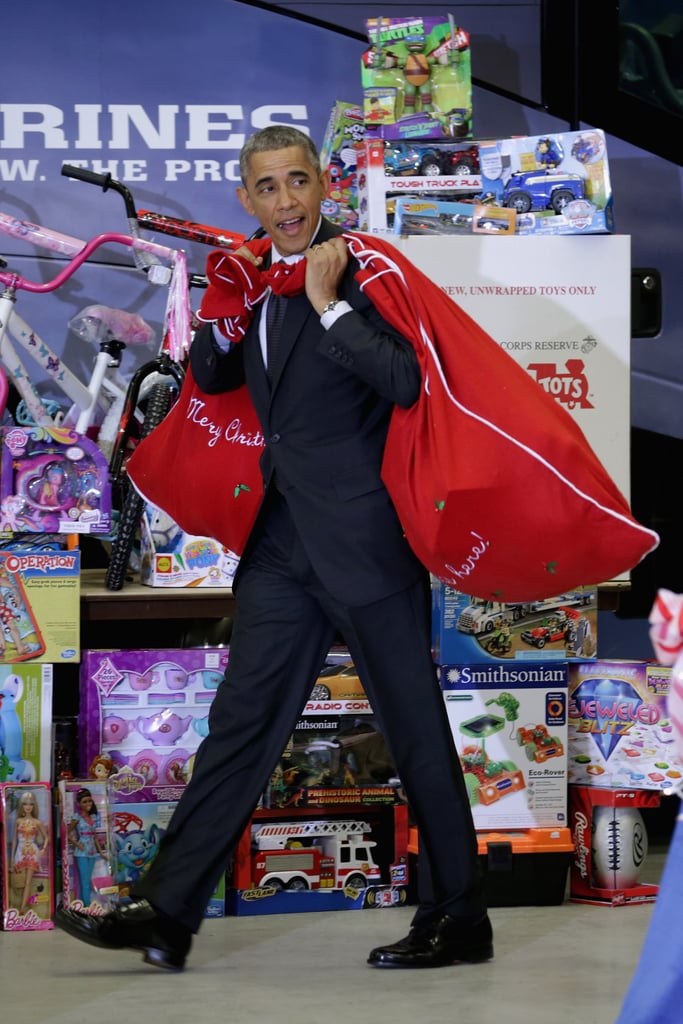 Obamas at the Marine Corps Toys For Tots Event 2014
