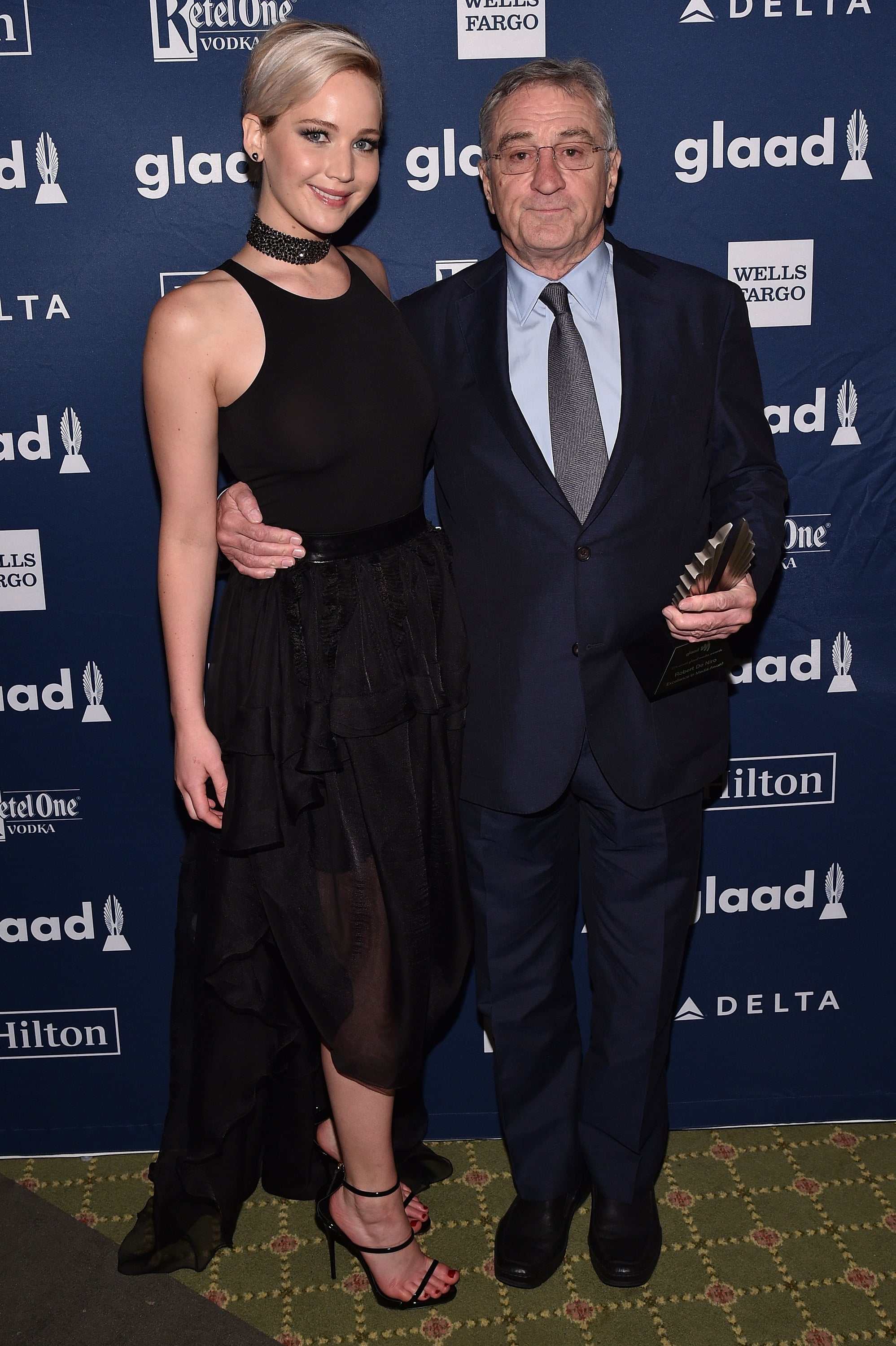 Jennifer Lawrence and Robert De Niro at the GLAAD Media Awards