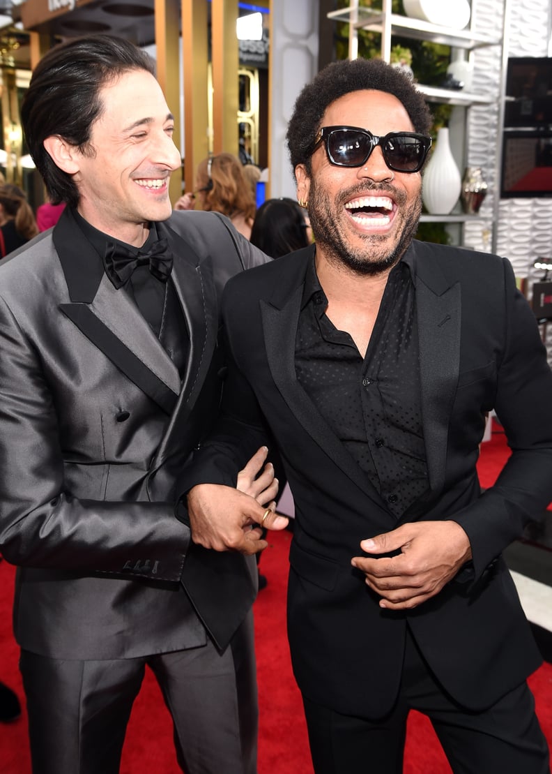 Meanwhile, Adrien Brody had Lenny Kravitz cracking up.