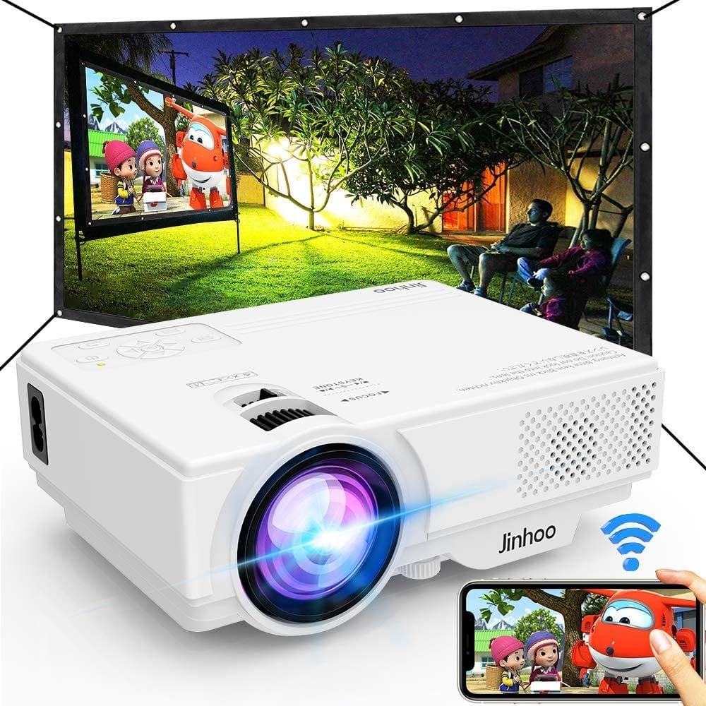 Jinhoo WiFi Projector with 100" Projector Screen