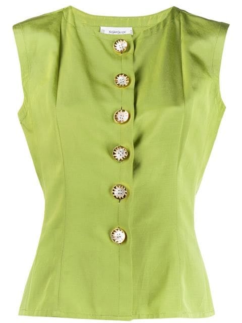 Yves Saint Laurent 1980's Slim Buttoned Blouse
