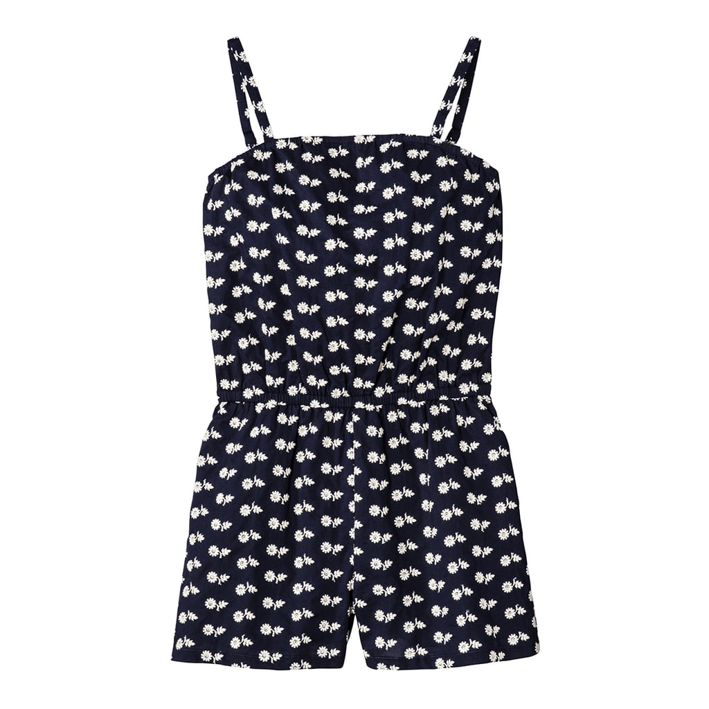 Girls' Navy Embroidered Romper  ($25)