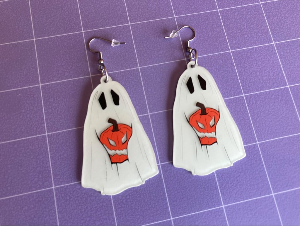 Jack-o'-Lantern Glow-in-the-Dark Ghost Earrings