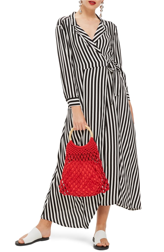 Topshop Stripe Wrap Midi Shirtdress