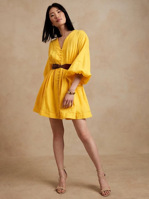 Banana Republic Linen Balloon-Sleeve Mini Dress