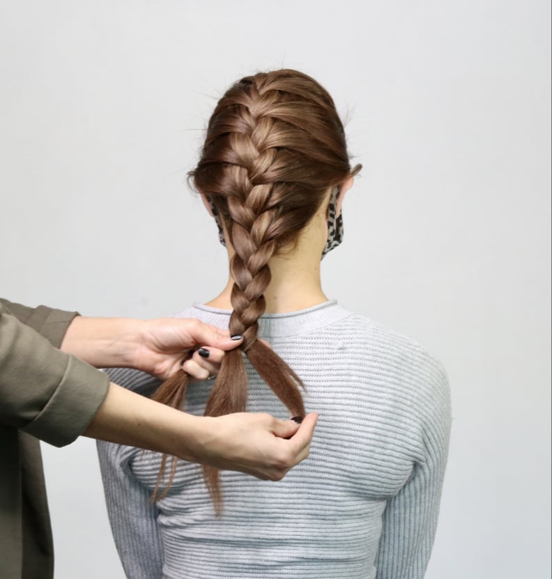 French Braid Tutorial, Step 6: Finish With a Basic Braid