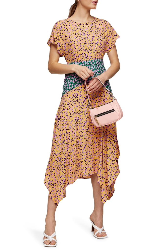 Topshop Floral Print Short-Sleeve Midi Dress