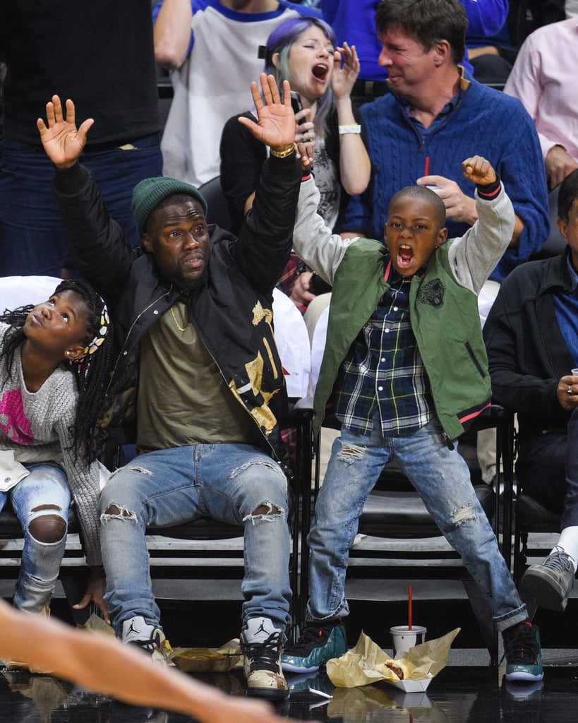 Kevin Hart and His Kids at an LA Clippers Game Nov. 2015