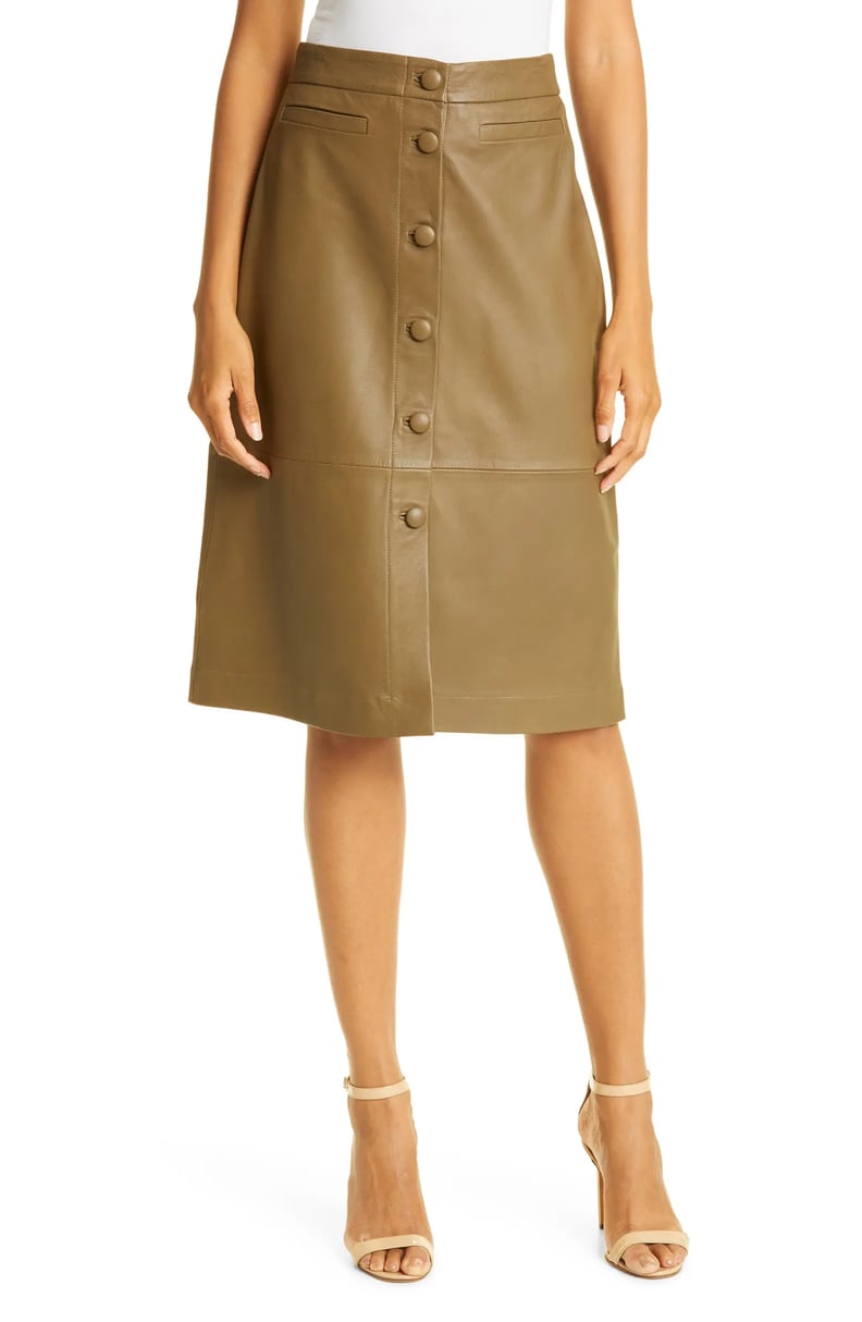 Ted Baker London Mariiah Front Button Leather Skirt