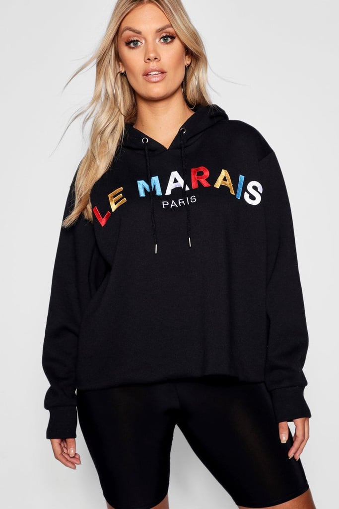 Boohoo Plus French Slogan Hooded Sweat