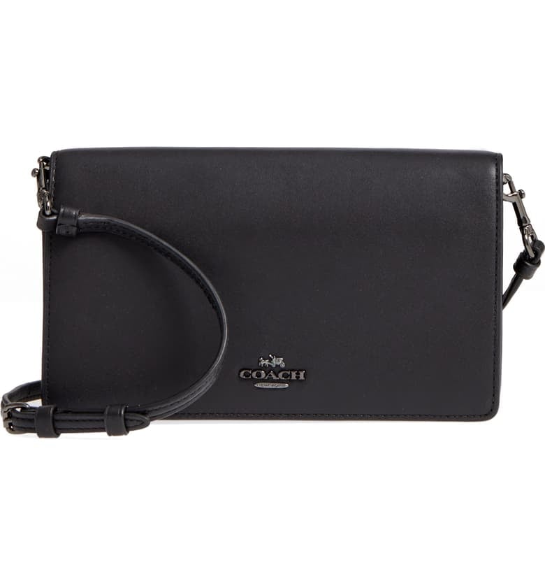 Coach Calfskin Leather Foldover Convertible Clutch