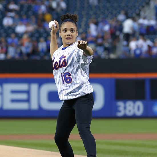 Laurie Hernandez Throws the First Pitch at a Mets Game Video