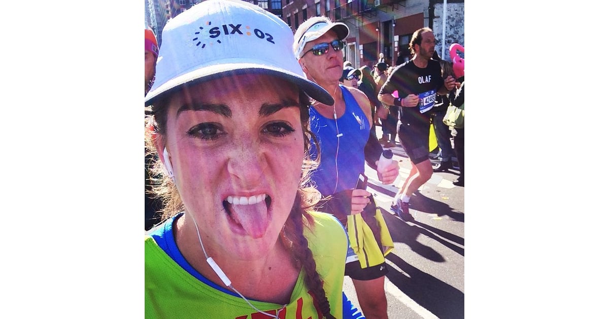 "Real men wear visors." Woman Takes Selfies During NYC Marathon