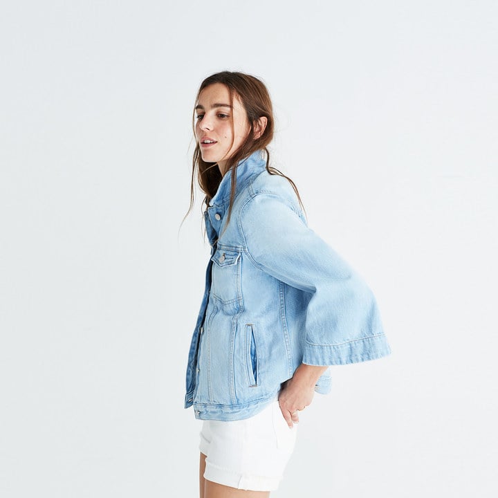 Denim jacket with bell sleeves discount