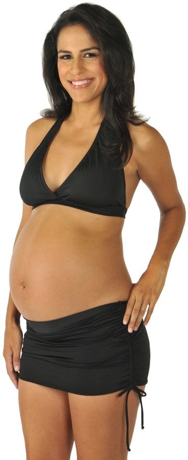Maternity Swimwear Solid Ruched Bikini Set