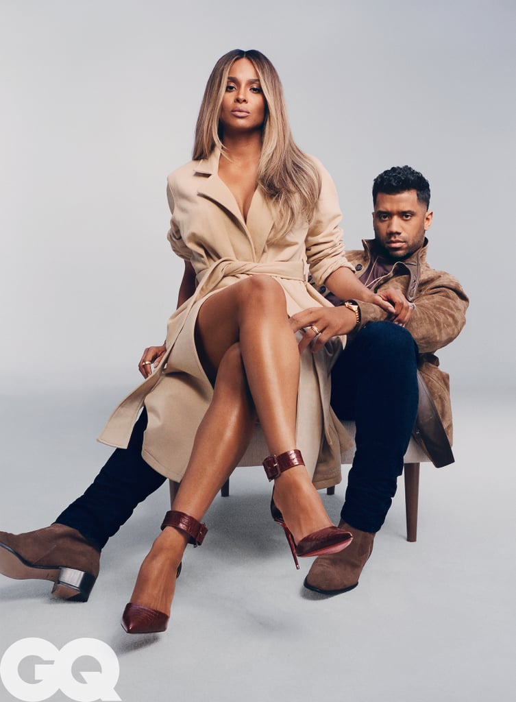 On Scheduling Quality Time Together:
"It's always a blast that we get to do love together," Russell said. Ciara went on to add that she and Russell — who are both inundated with busy work schedules — make a point of getting enough quality time together by setting a rule that they can't spend more than five days apart, which doesn't include the time they spend working on their joint fashion brands, fragrances, and charities. "When we first met, it was 14 days," Russell said. "Then it was 10 days. And now it's no more than seven or five. I don't know, it may be really five days at this point."
On Navigating Their Busy Lives:
As a starting quarterback in the NFL and Grammy award-winning musical sensation, respectively, Russell and Ciara don't often have a lot of free time, but they find a way to make it work. When they aren't together in person, they're FaceTiming or sticking to their Friday date night schedule. To keep in touch, the couple put an emphasis on communication, checking in with each other regularly with words like, "This week's going to be a challenging week, babe, because I've got this responsibility. What about you? What do you have?'" Russell said. "And at the end of every week, we always go through a checklist of questions of, you know, 'How'd I love you this week?'"
