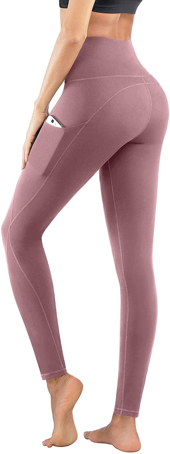 PHISOCKAT 2 Pieces High Waist Yoga Pants with Pockets for Women Large :  Sports & Outdoors 