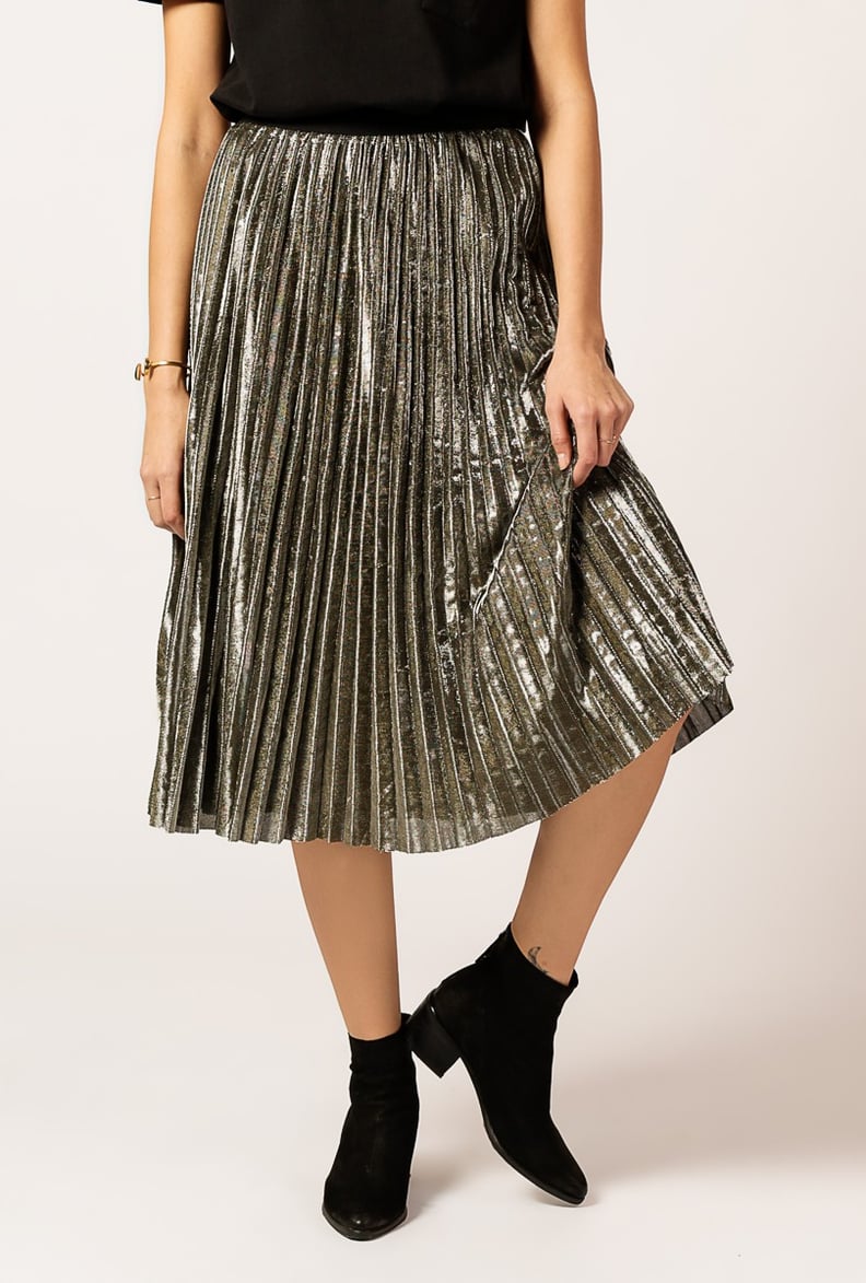 Azalea Pleated Metallic Skirt